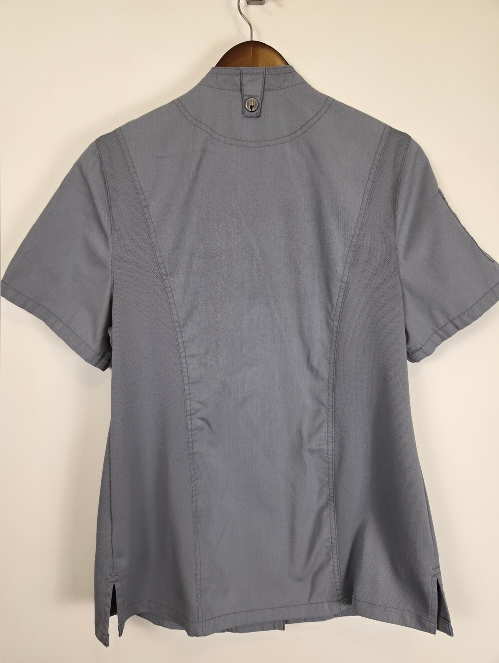 Chef Works Chef Coat Jacket Medium Gray Short Sleeve Zip Ventilated Workwear - Picture 9 of 14